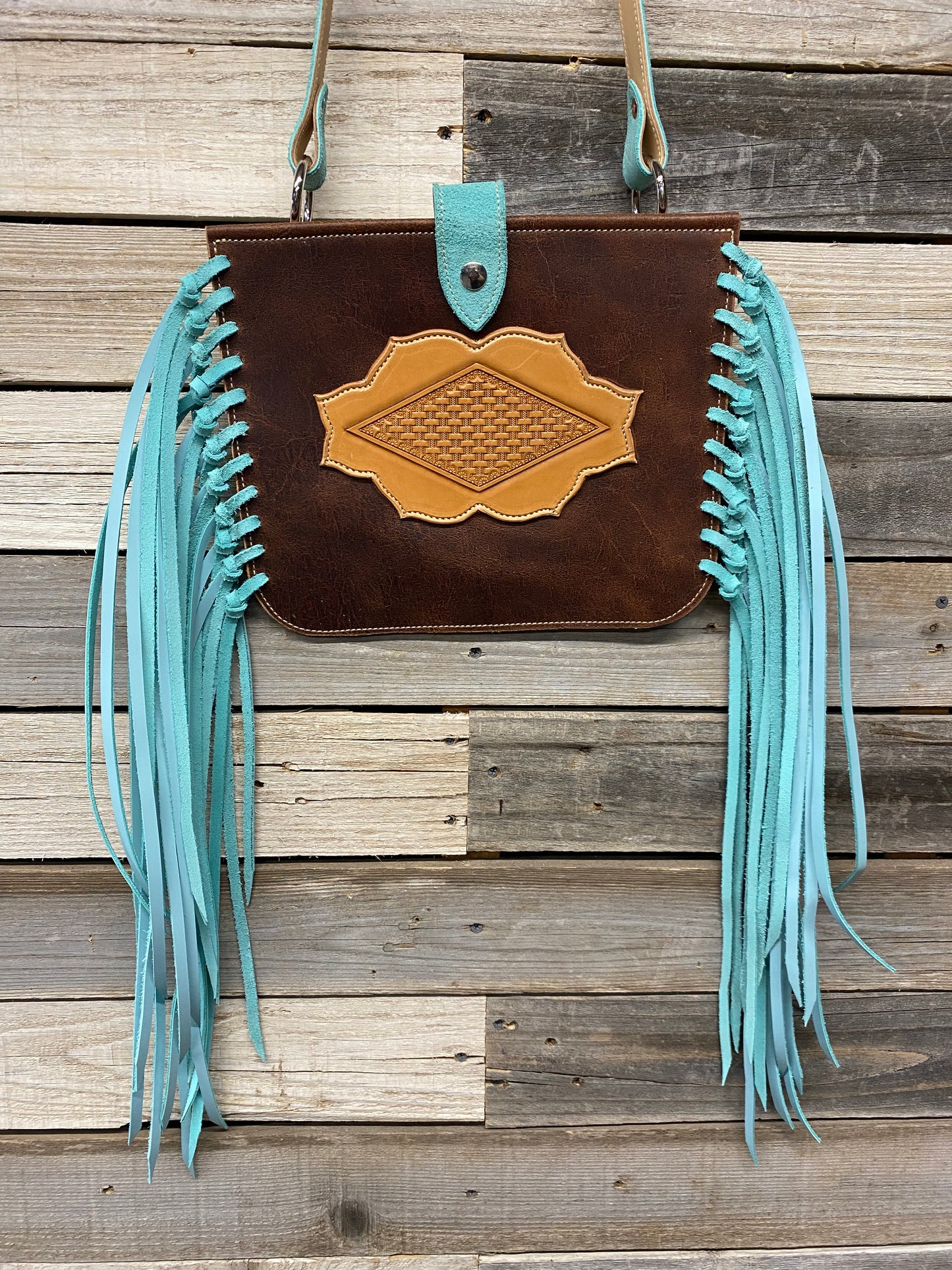 Basketweave Teal purse