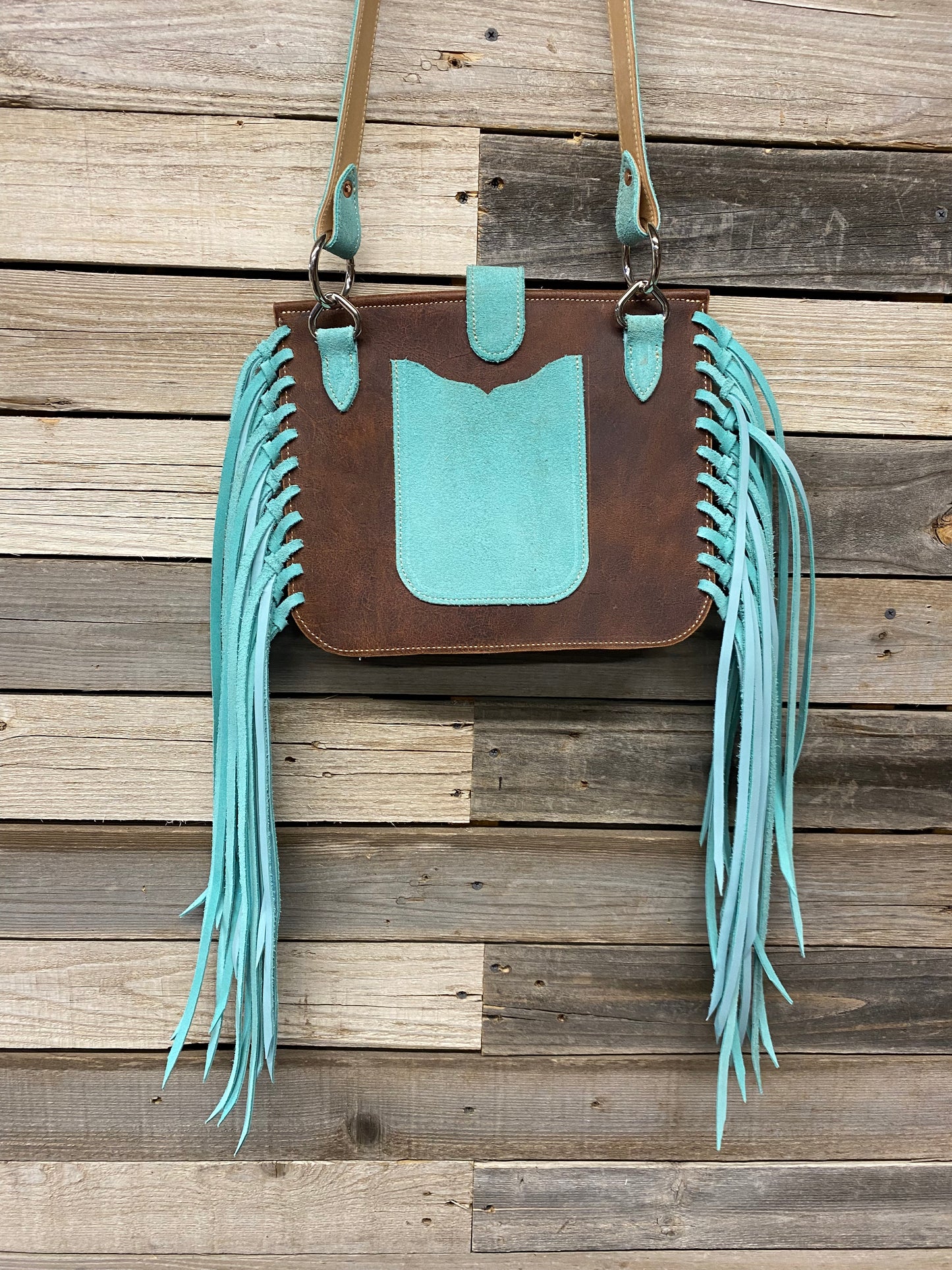 Basketweave Teal purse